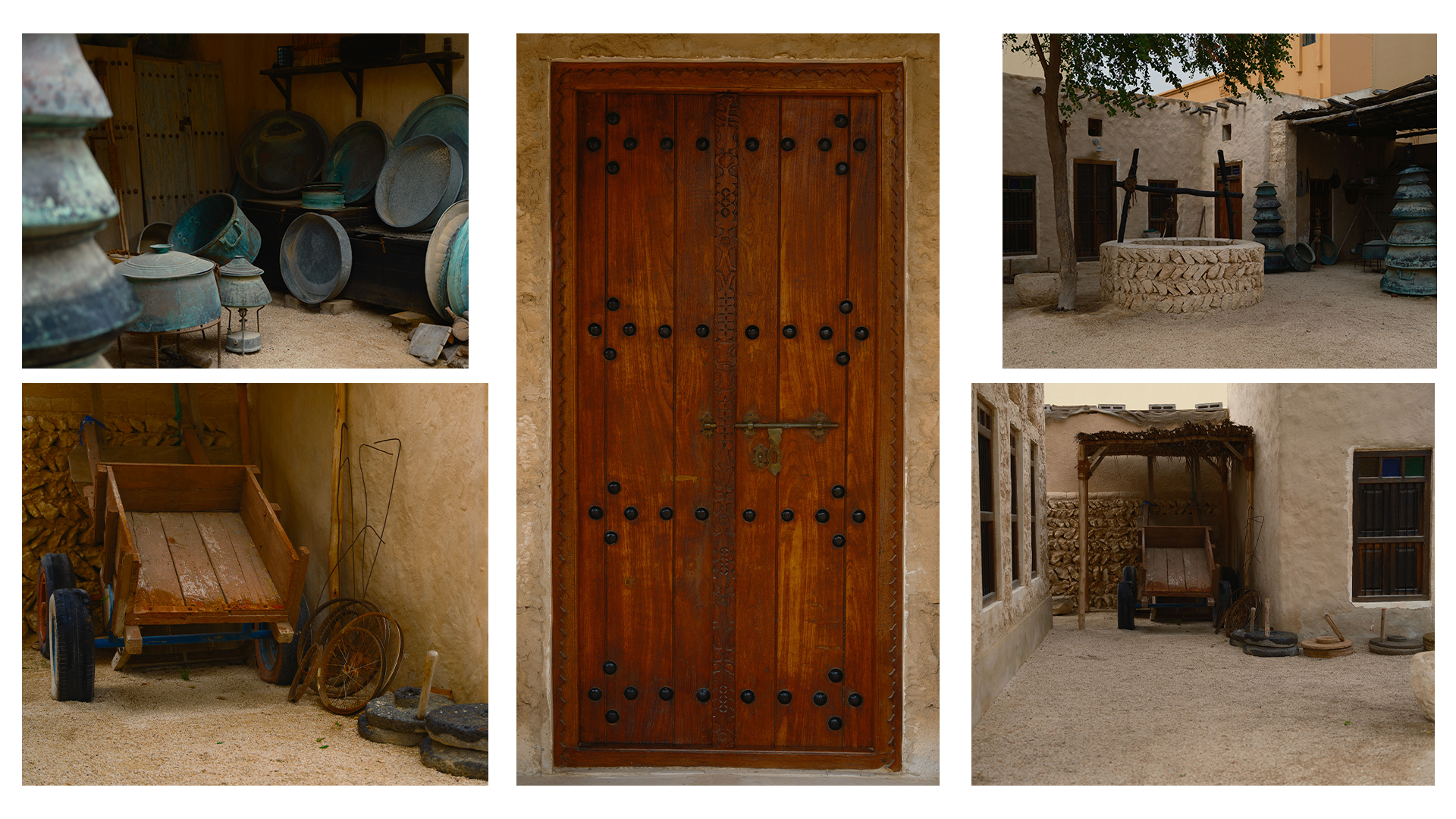 تفاصيل من بيئة التصوير مثل البئر والأبواب التراثية